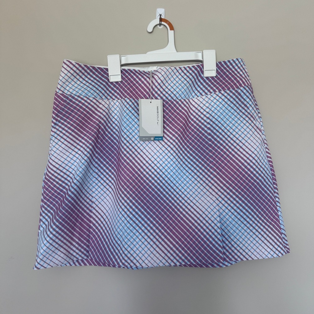 Nike Golf Womens Dri-FIT Plaid Skort Purple Blue Athletic 377309-460 Size 12